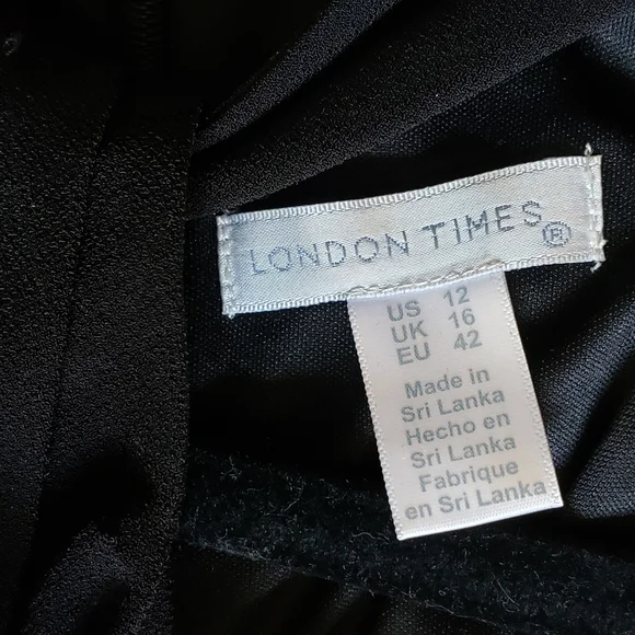 London Times Jumpsuit Womens 12 Black Halter Sleeveless Wide Leg Chic - Picture 4 of 4